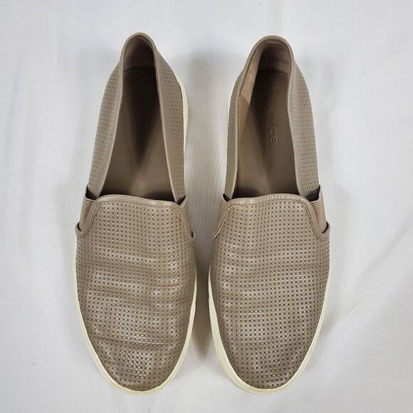 Vince Blair Perforated Leather Slip-on Sneakers in Beige - Size 8.5 - Picture 2 of 9